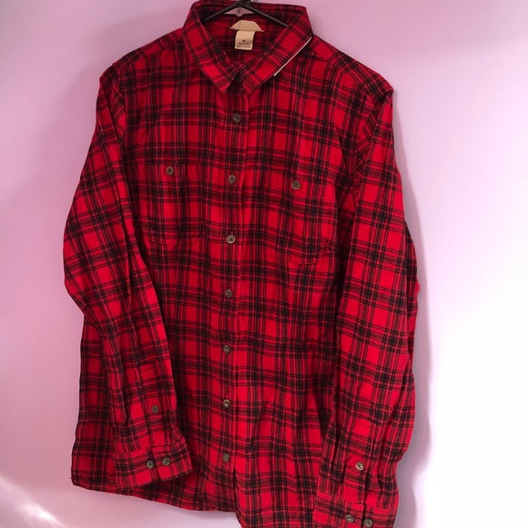 Red and black button-down flannel - Picture 2 of 5